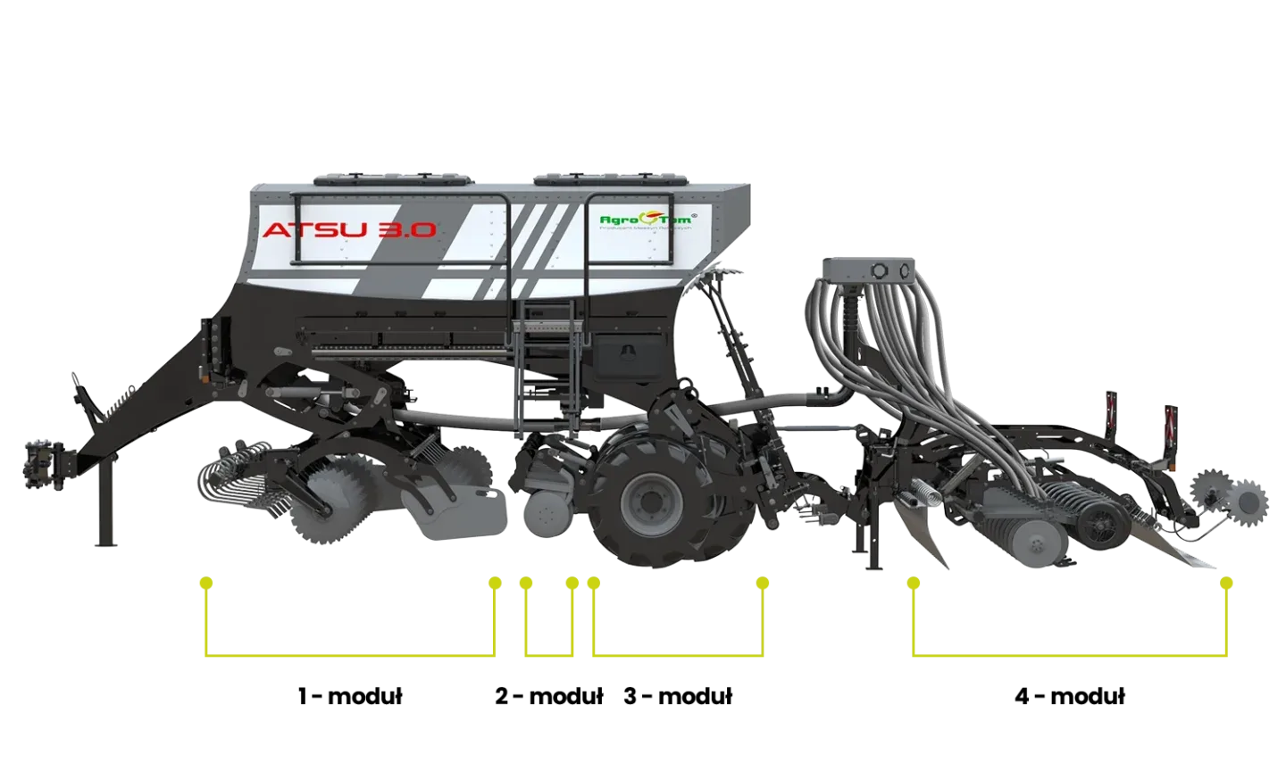 Siewniki pneumatyczne, 4 modułowa maszyna siewna siewnik Agro-Tom