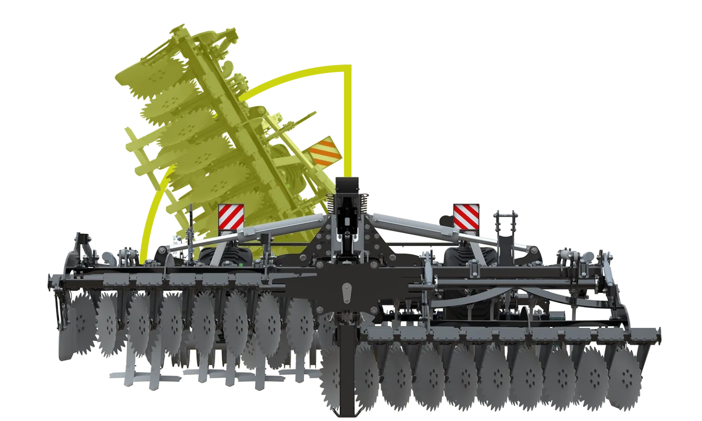 Maszyna jest wyposażona w hydraulicznie składanie Kultywator Agro-Tom